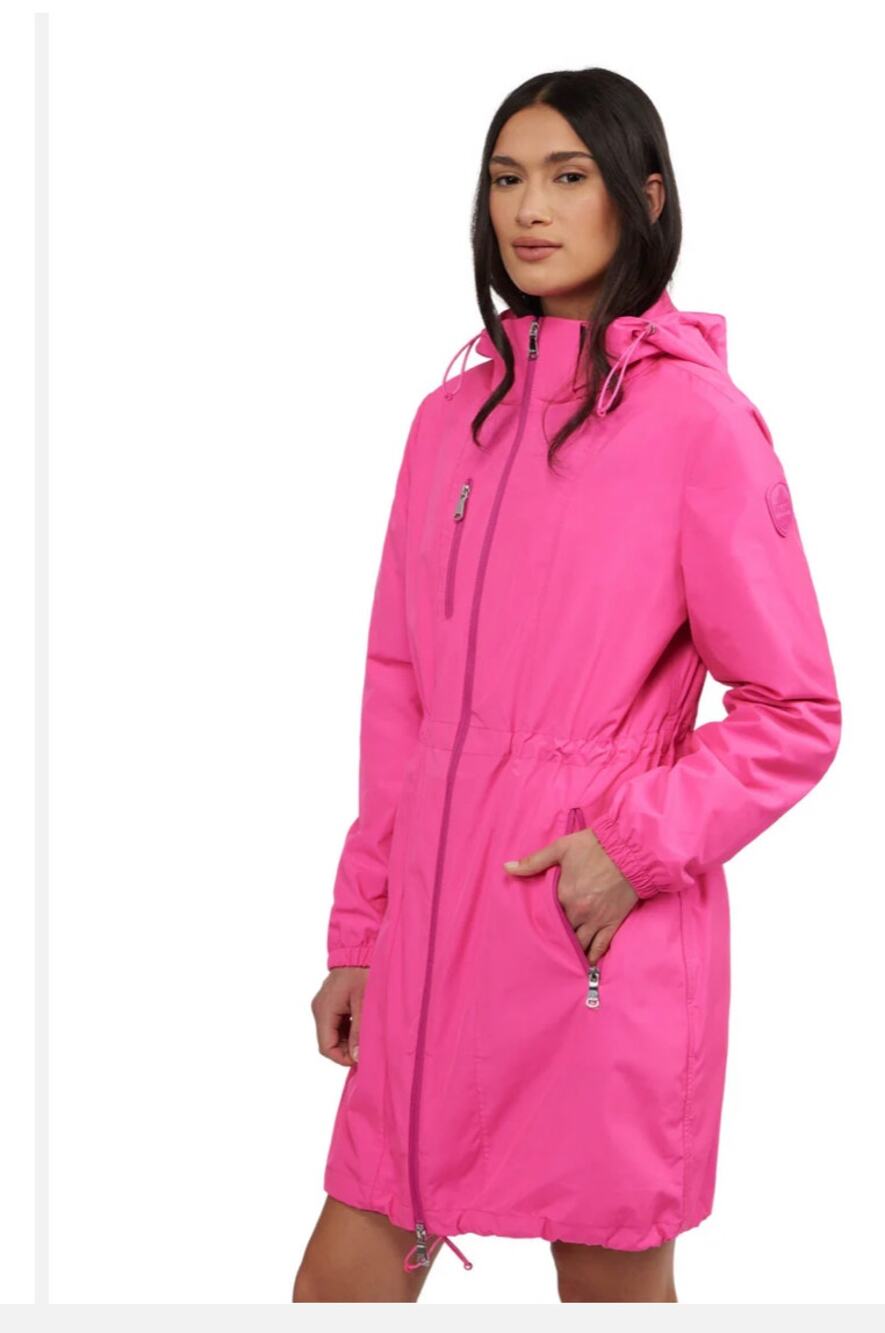 Pajar Essen Longline Packable Raincoat Removable Hood Pink Glo M